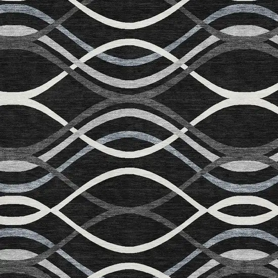 Black Ivory And Gray Abstract Washable Area Rug With UV Protection Photo 3