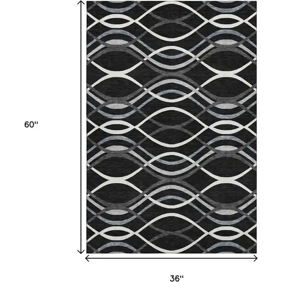 Black Ivory And Gray Abstract Washable Area Rug With UV Protection Photo 3