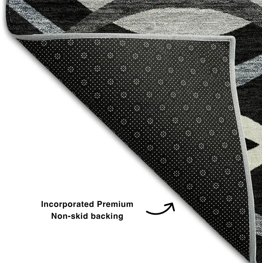 Black Ivory And Gray Abstract Washable Area Rug With UV Protection Photo 7