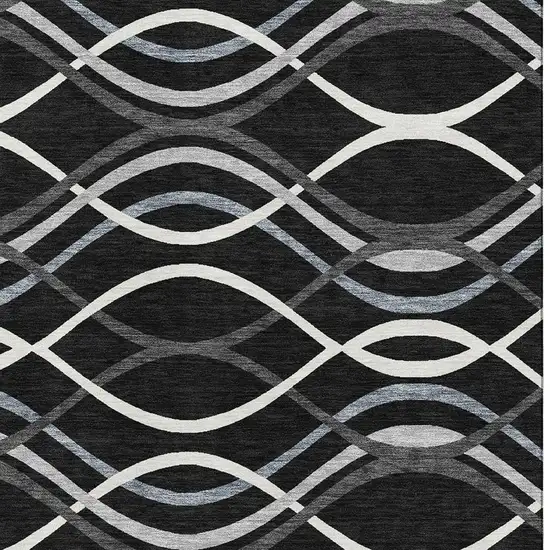 Black Ivory And Gray Abstract Washable Area Rug With UV Protection Photo 3