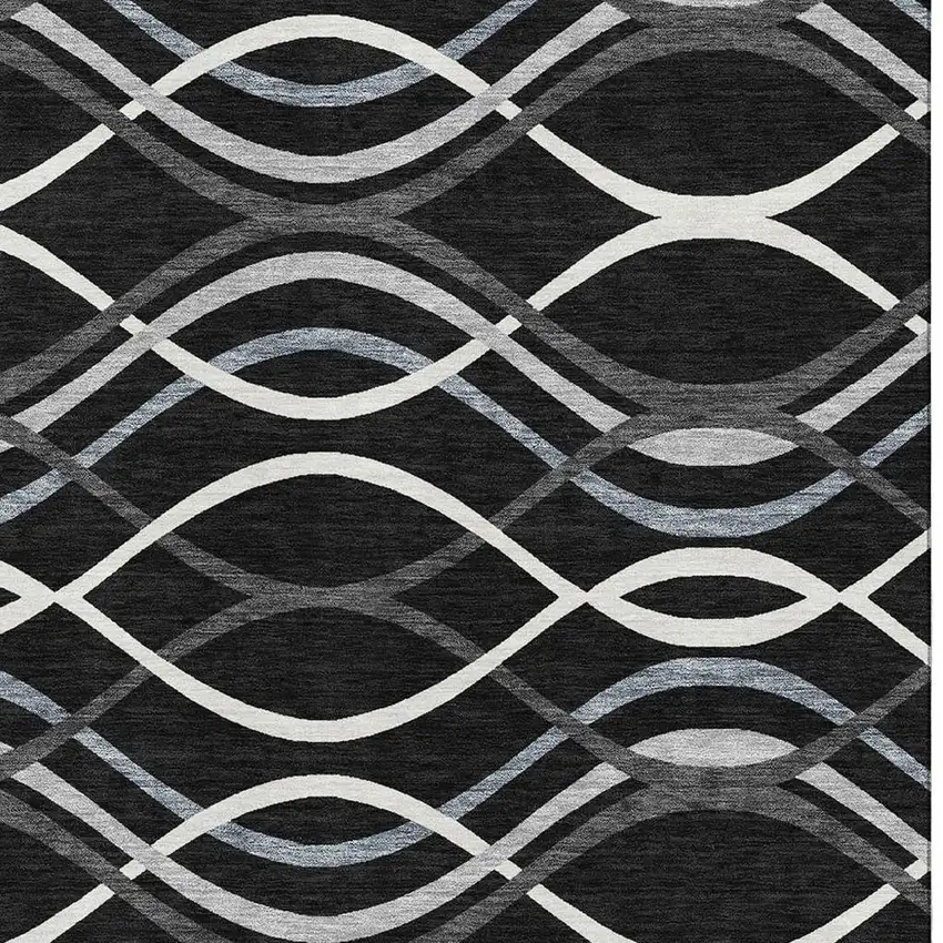 Black Ivory And Gray Abstract Washable Area Rug With UV Protection Photo 3