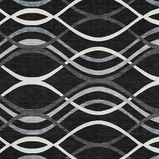 Black Ivory And Gray Abstract Washable Area Rug With UV Protection Photo 3