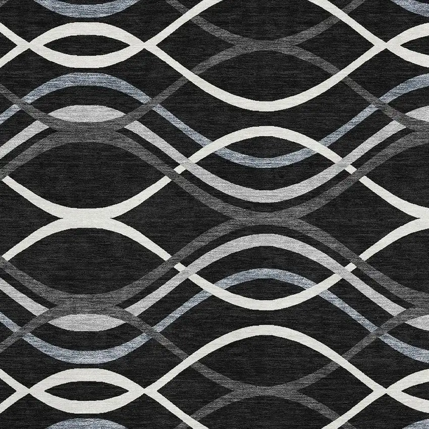 Black Ivory And Gray Abstract Washable Area Rug With UV Protection Photo 3