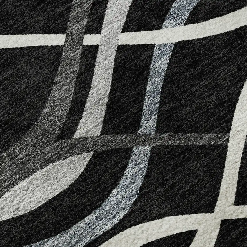 Black Ivory And Gray Abstract Washable Area Rug With UV Protection Photo 9