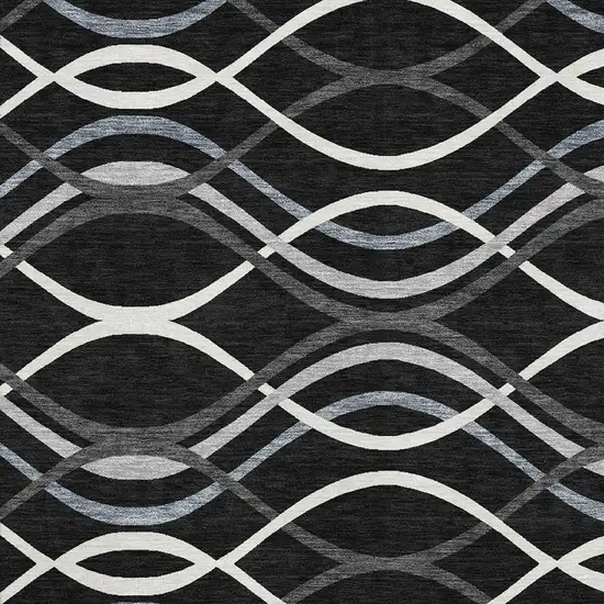 Black Ivory And Gray Abstract Washable Area Rug With UV Protection Photo 3