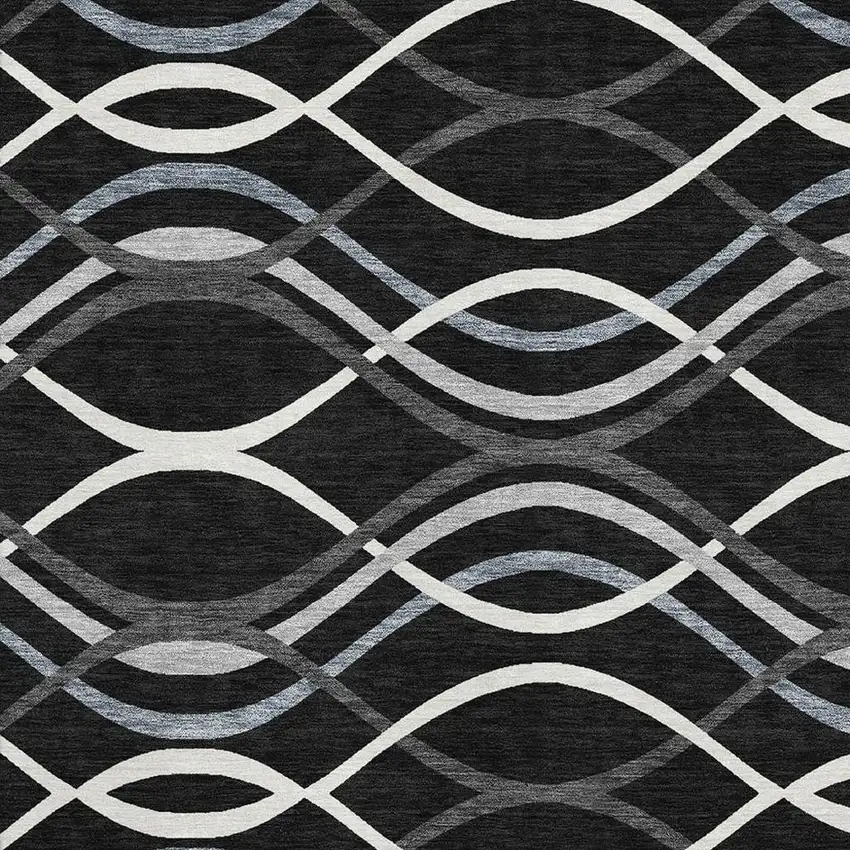 Black Ivory And Gray Abstract Washable Area Rug With UV Protection Photo 3