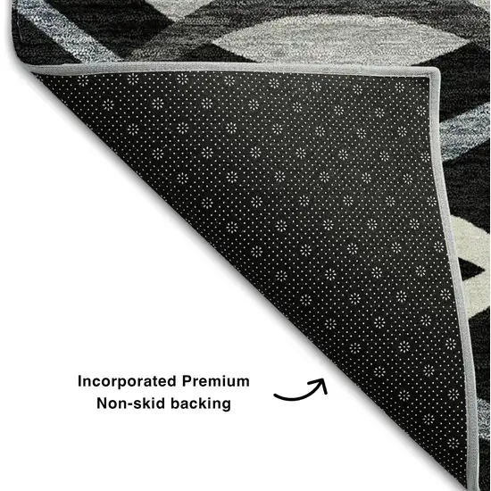 Black Ivory And Gray Abstract Washable Area Rug With UV Protection Photo 7
