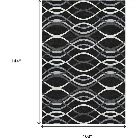 Black Ivory And Gray Abstract Washable Area Rug With UV Protection Photo 3