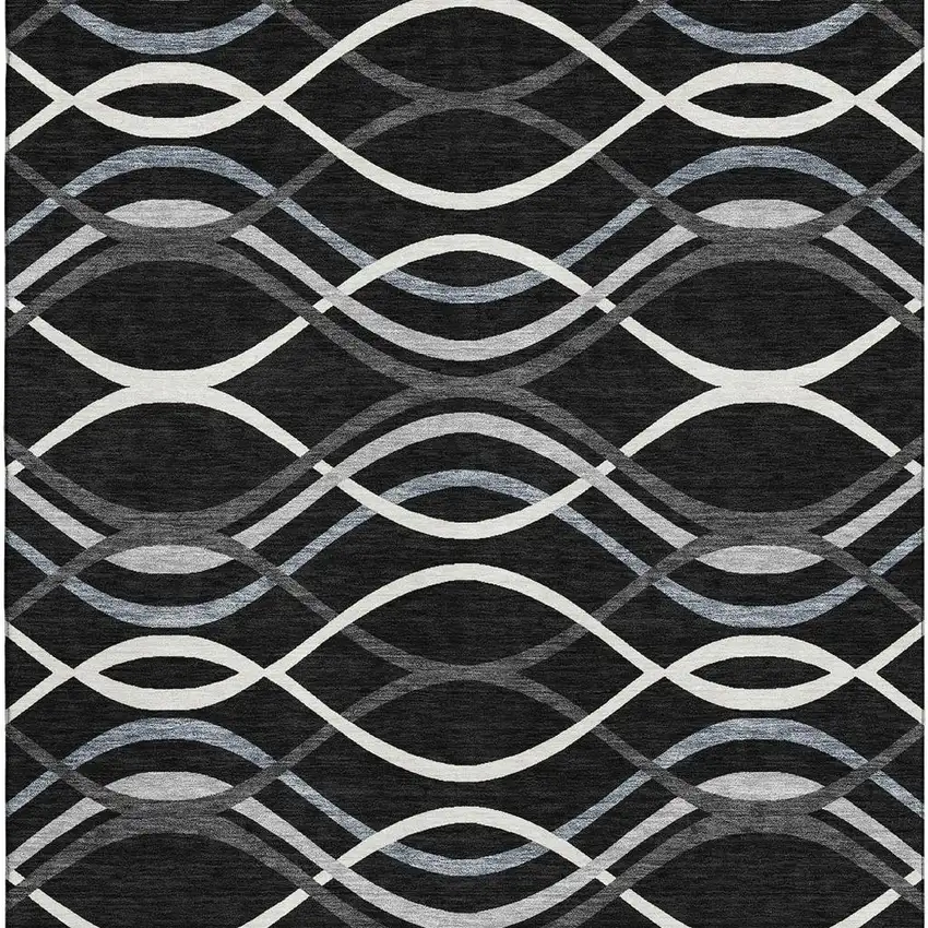 Black Ivory And Gray Abstract Washable Area Rug With UV Protection Photo 4