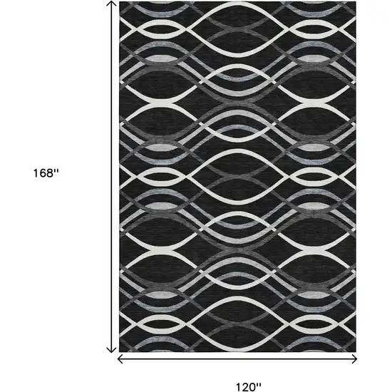 Black Ivory And Gray Abstract Washable Area Rug With UV Protection Photo 3