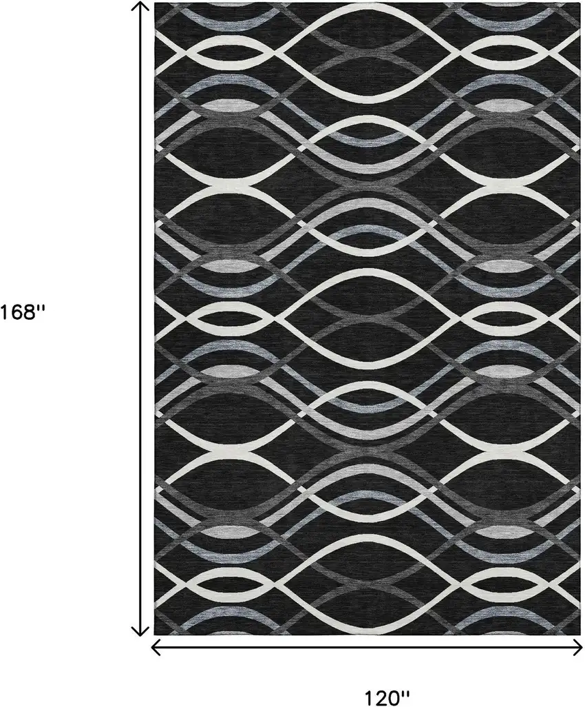 Black Ivory And Gray Abstract Washable Area Rug With UV Protection Photo 3