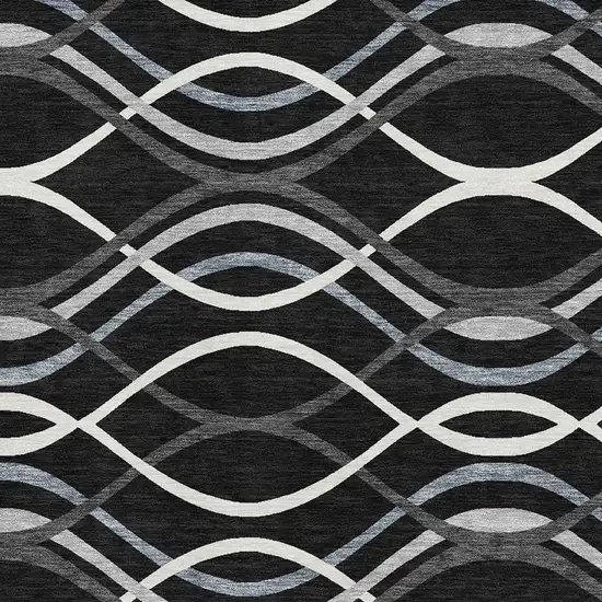 Black Ivory And Gray Abstract Washable Area Rug With UV Protection Photo 3