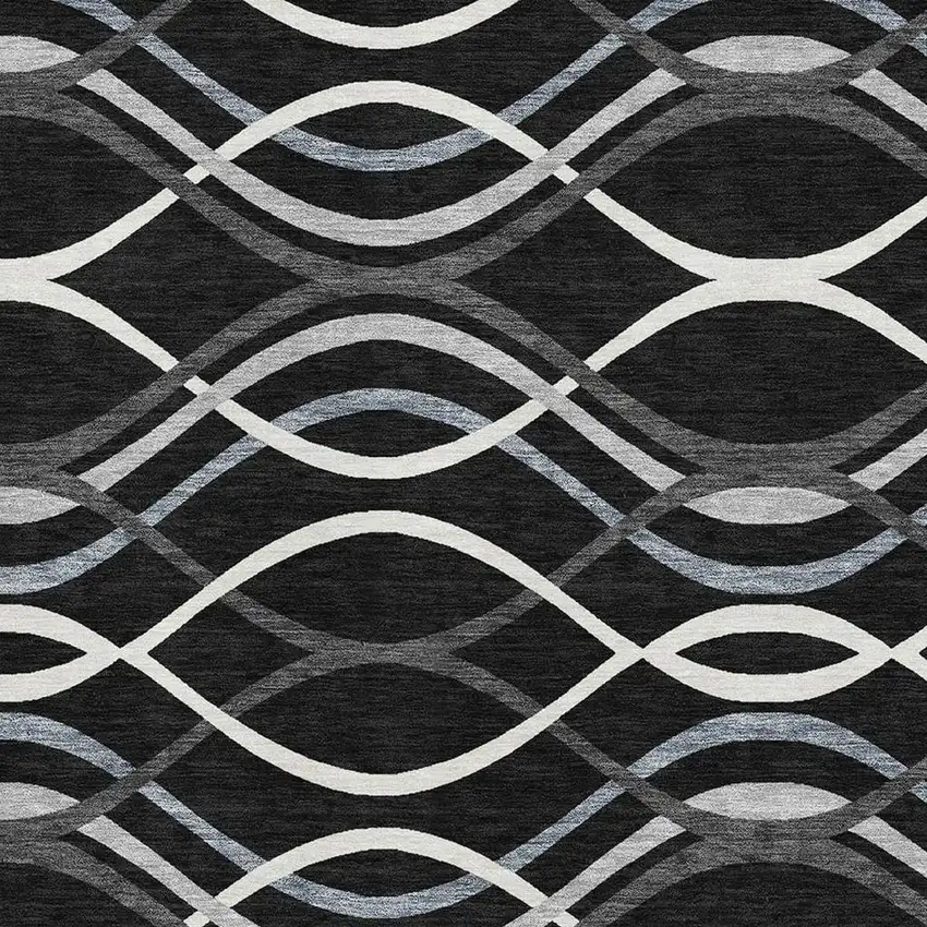 Black Ivory And Gray Abstract Washable Area Rug With UV Protection Photo 3
