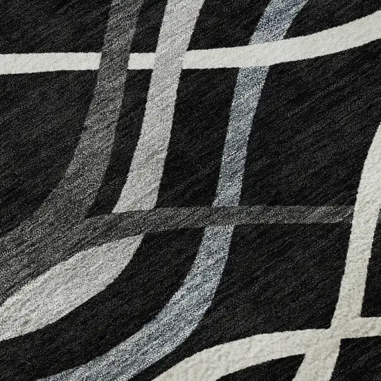 Black Ivory And Gray Abstract Washable Area Rug With UV Protection Photo 9