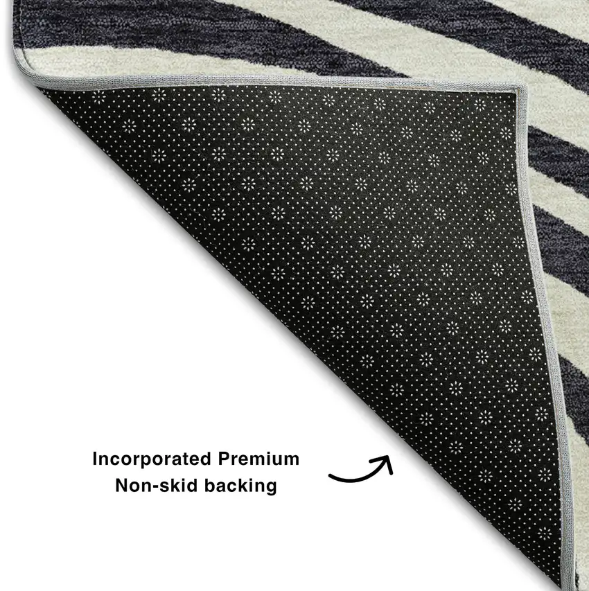 Black Ivory And Gray Abstract Washable Area Rug With UV Protection Photo 7