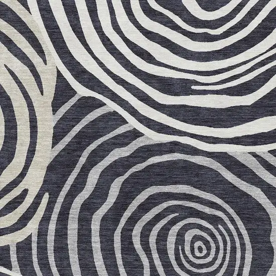 Black Ivory And Gray Abstract Washable Area Rug With UV Protection Photo 3