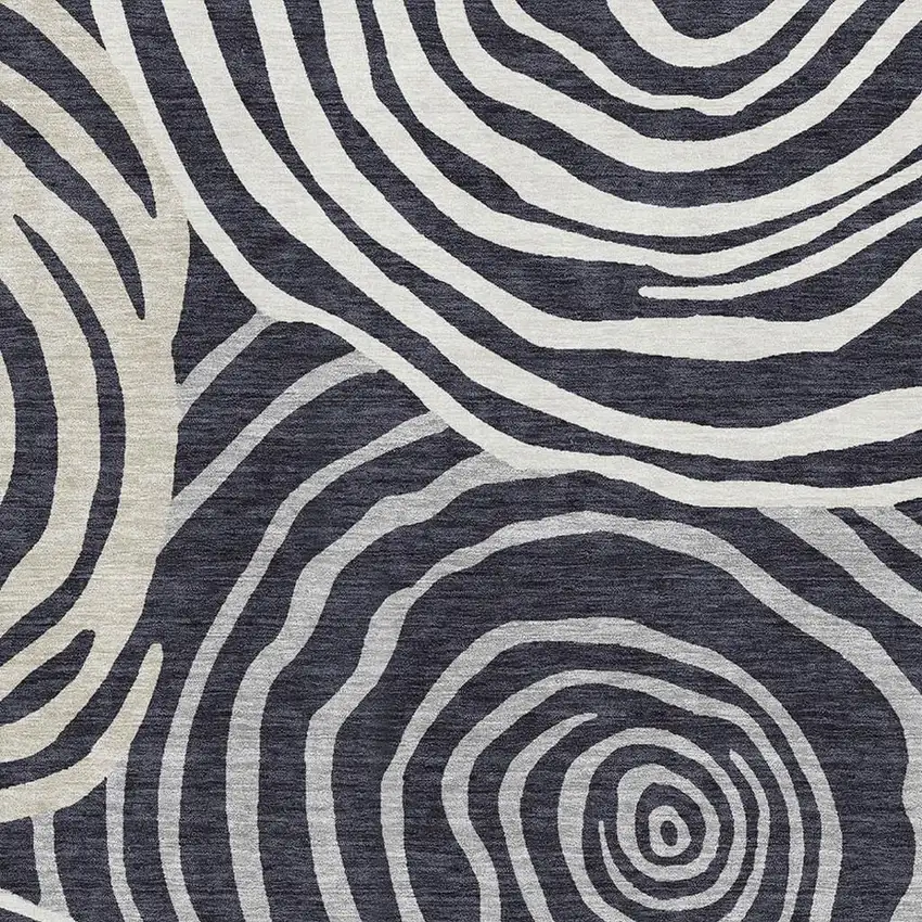 Black Ivory And Gray Abstract Washable Area Rug With UV Protection Photo 3