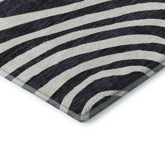 Black Ivory And Gray Abstract Washable Area Rug With UV Protection Photo 8