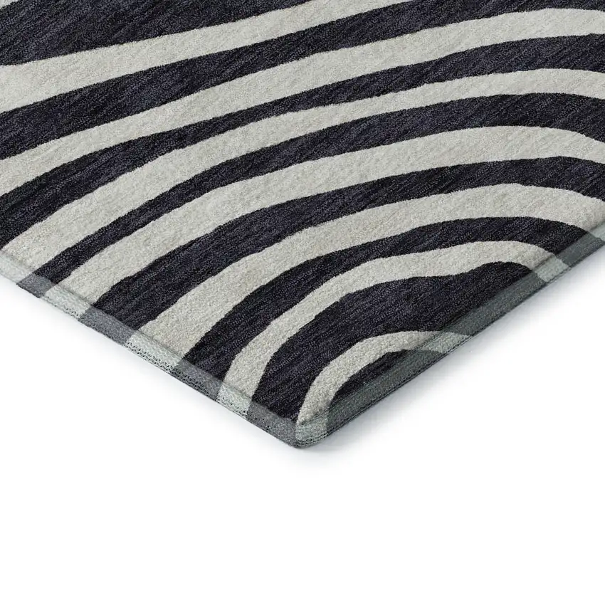 Black Ivory And Gray Abstract Washable Area Rug With UV Protection Photo 8