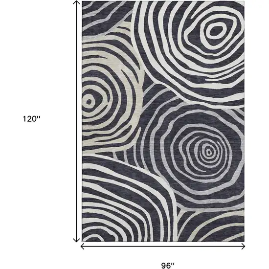 Black Ivory And Gray Abstract Washable Area Rug With UV Protection Photo 3