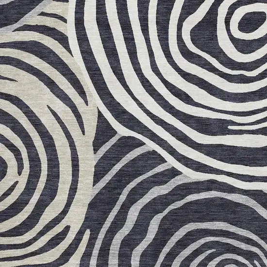 Black Ivory And Gray Abstract Washable Area Rug With UV Protection Photo 3