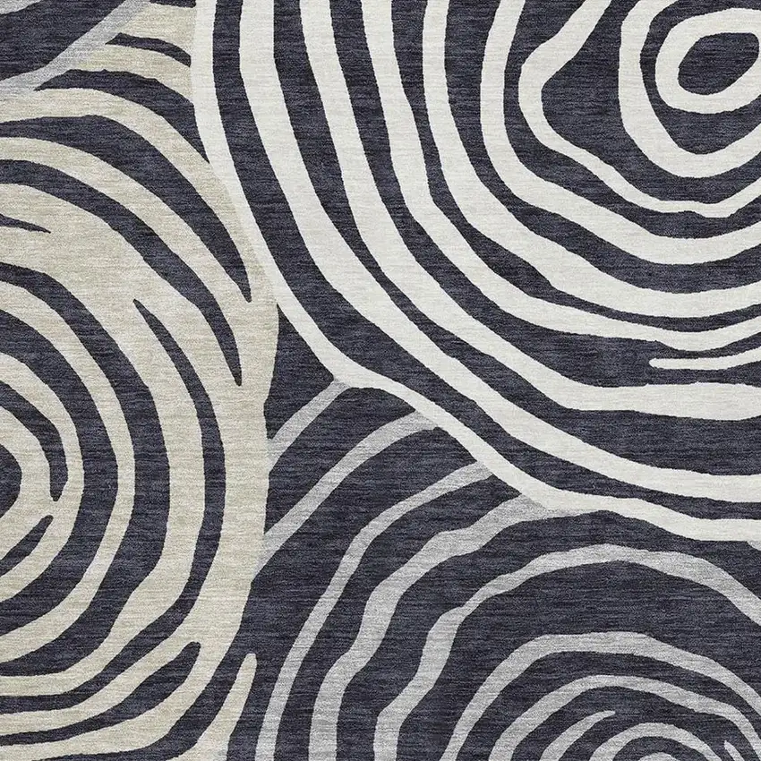 Black Ivory And Gray Abstract Washable Area Rug With UV Protection Photo 3