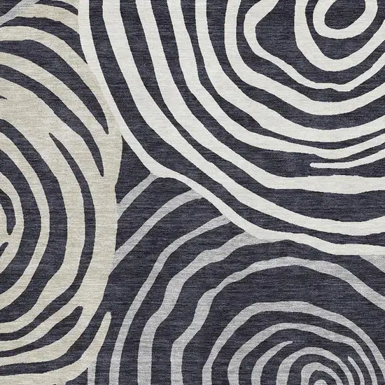 Black Ivory And Gray Abstract Washable Area Rug With UV Protection Photo 3