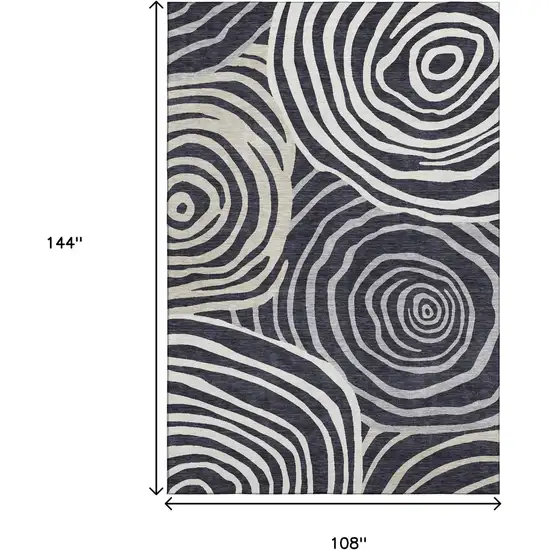 Black Ivory And Gray Abstract Washable Area Rug With UV Protection Photo 3