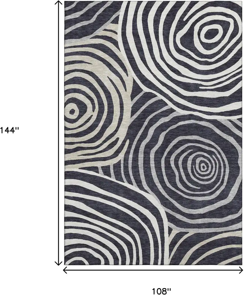 Black Ivory And Gray Abstract Washable Area Rug With UV Protection Photo 3
