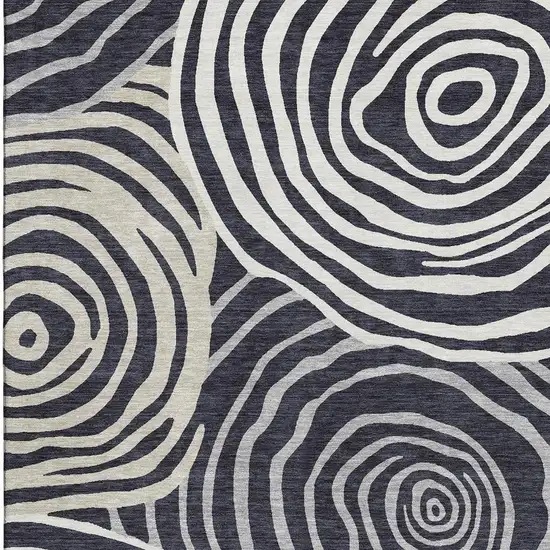 Black Ivory And Gray Abstract Washable Area Rug With UV Protection Photo 4
