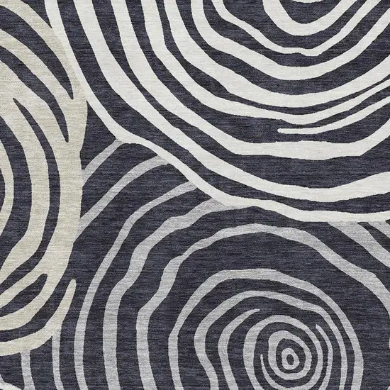 Black Ivory And Gray Abstract Washable Area Rug With UV Protection Photo 3