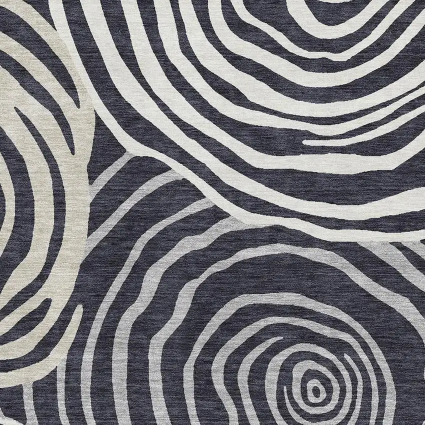 Black Ivory And Gray Abstract Washable Area Rug With UV Protection Photo 3