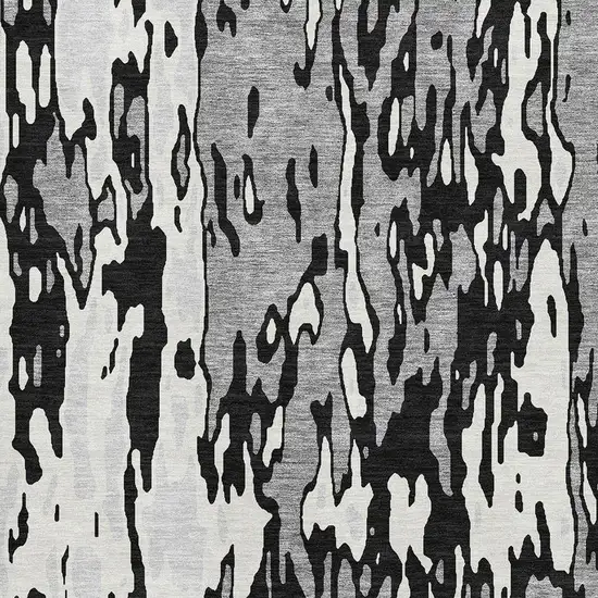 Black Ivory And Gray Abstract Washable Area Rug With UV Protection Photo 2