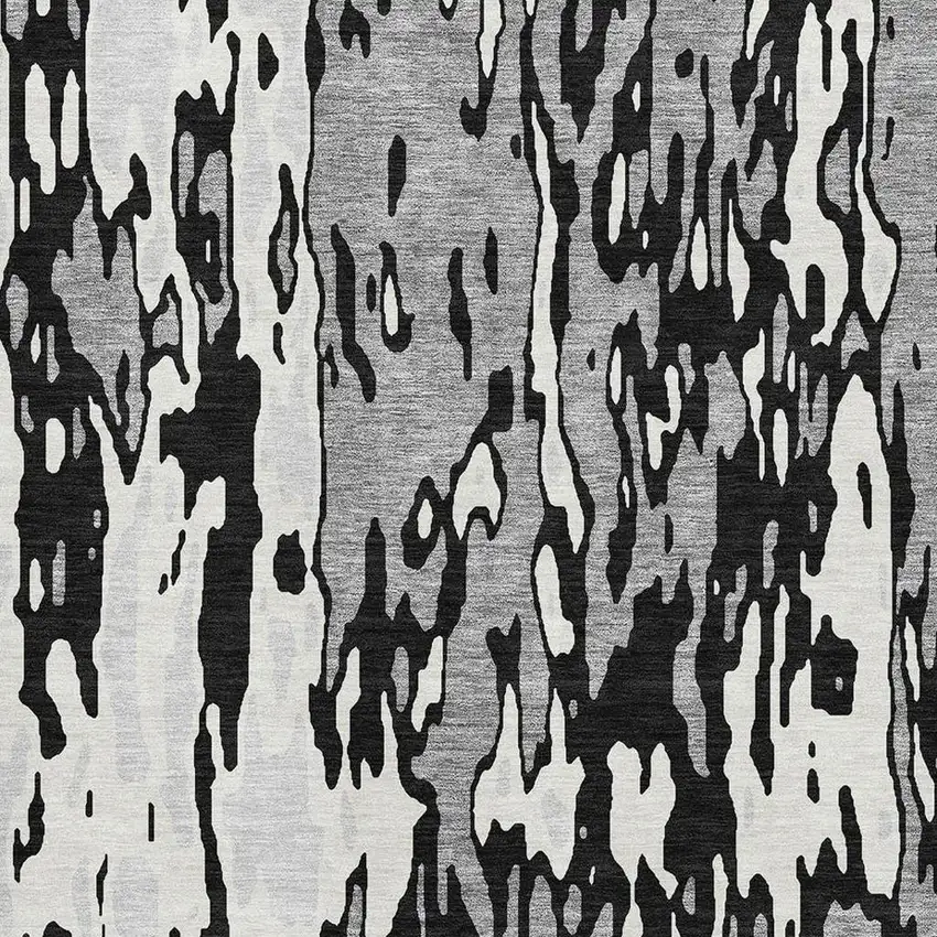 Black Ivory And Gray Abstract Washable Area Rug With UV Protection Photo 2