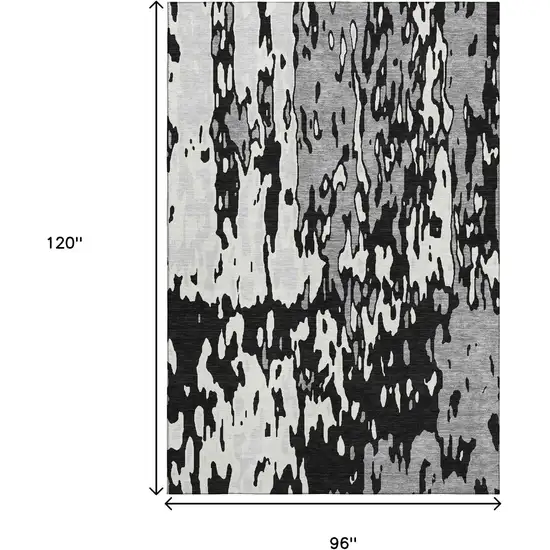 Black Ivory And Gray Abstract Washable Area Rug With UV Protection Photo 9