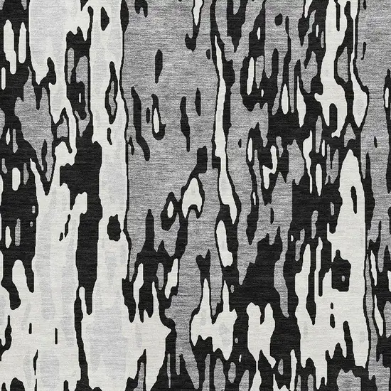 Black Ivory And Gray Abstract Washable Area Rug With UV Protection Photo 2