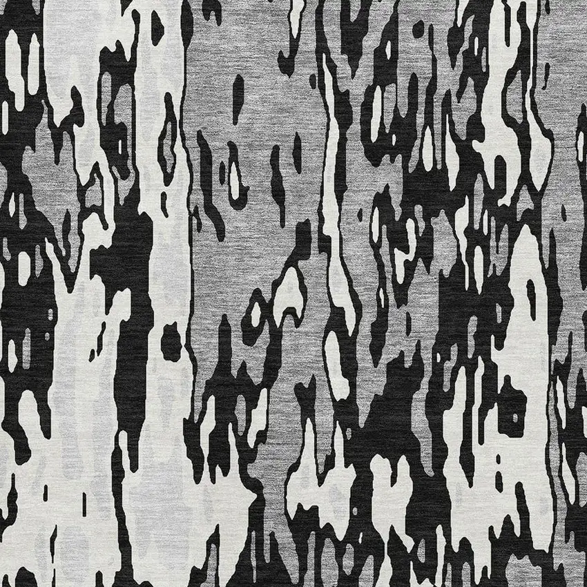 Black Ivory And Gray Abstract Washable Area Rug With UV Protection Photo 2