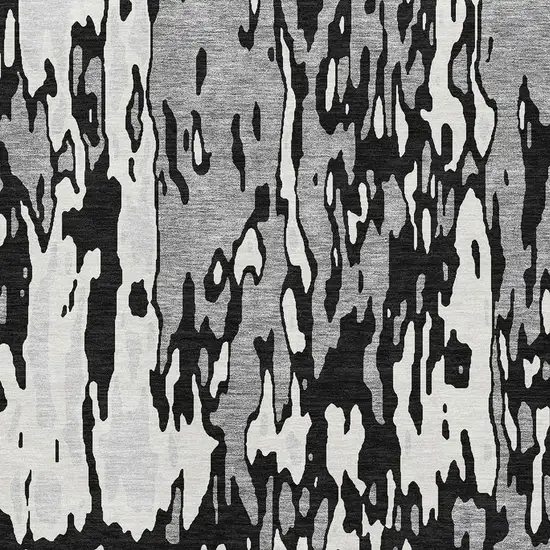 Black Ivory And Gray Abstract Washable Area Rug With UV Protection Photo 2