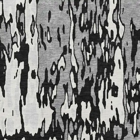 Black Ivory And Gray Abstract Washable Area Rug With UV Protection Photo 2