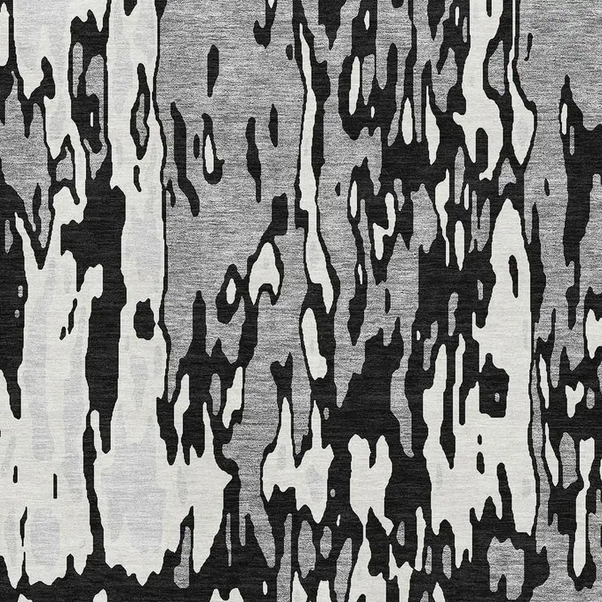 Black Ivory And Gray Abstract Washable Area Rug With UV Protection Photo 2