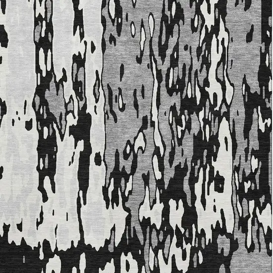 Black Ivory And Gray Abstract Washable Area Rug With UV Protection Photo 3
