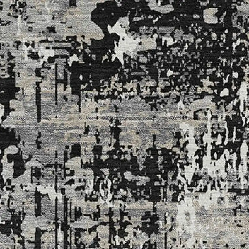 Black Ivory And Gray Abstract Washable Area Rug With UV Protection Photo 2