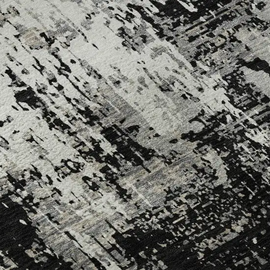 Black Ivory And Gray Abstract Washable Area Rug With UV Protection Photo 9