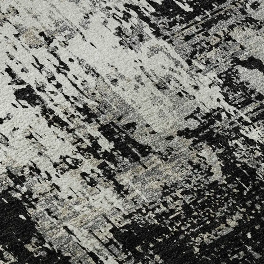 Black Ivory And Gray Abstract Washable Area Rug With UV Protection Photo 9