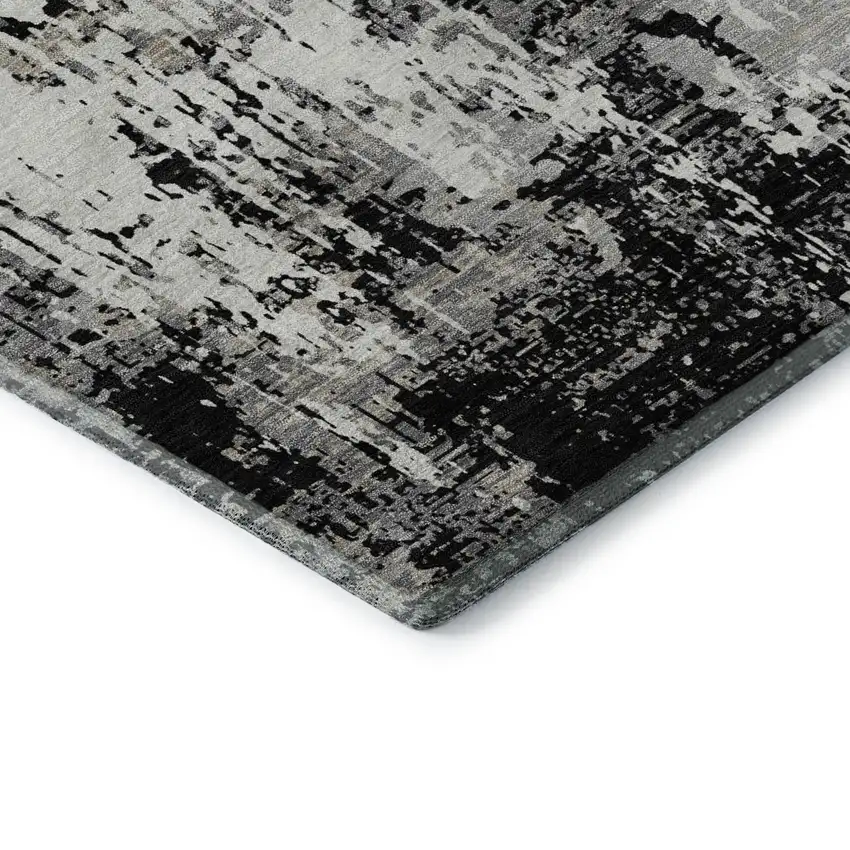 Black Ivory And Gray Abstract Washable Area Rug With UV Protection Photo 7