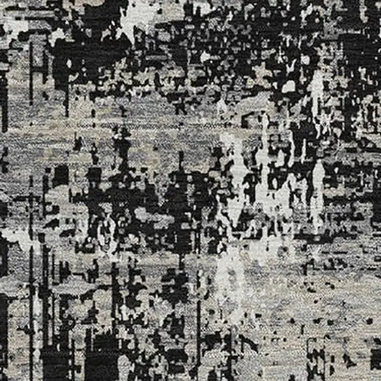 Black Ivory And Gray Abstract Washable Area Rug With UV Protection Photo 2