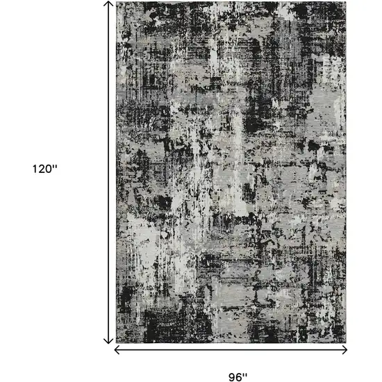 Black Ivory And Gray Abstract Washable Area Rug With UV Protection Photo 8