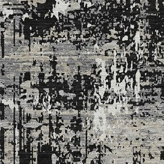 Black Ivory And Gray Abstract Washable Area Rug With UV Protection Photo 2