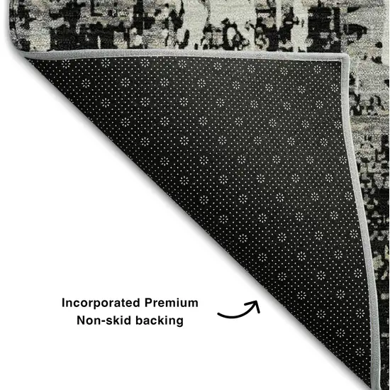Black Ivory And Gray Abstract Washable Area Rug With UV Protection Photo 6