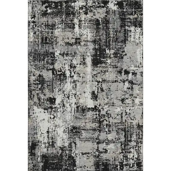 Black Ivory And Gray Abstract Washable Area Rug With UV Protection Photo 1